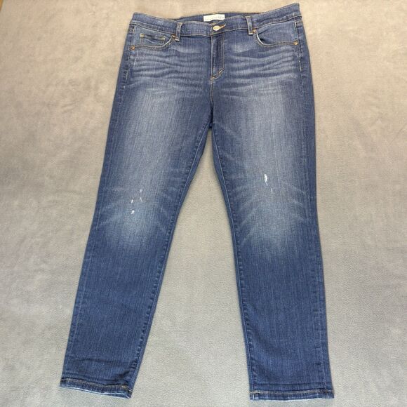 LOFT Womens Jeans Size 14 Light Denim Skinny Crop Stretch - Picture 1 of 9